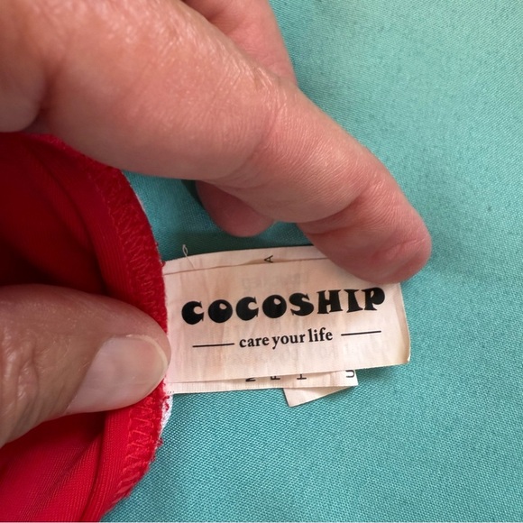 Coco ship Red pom Pom Bikini Set size 4 with mesh woman’s - Picture 4 of 11